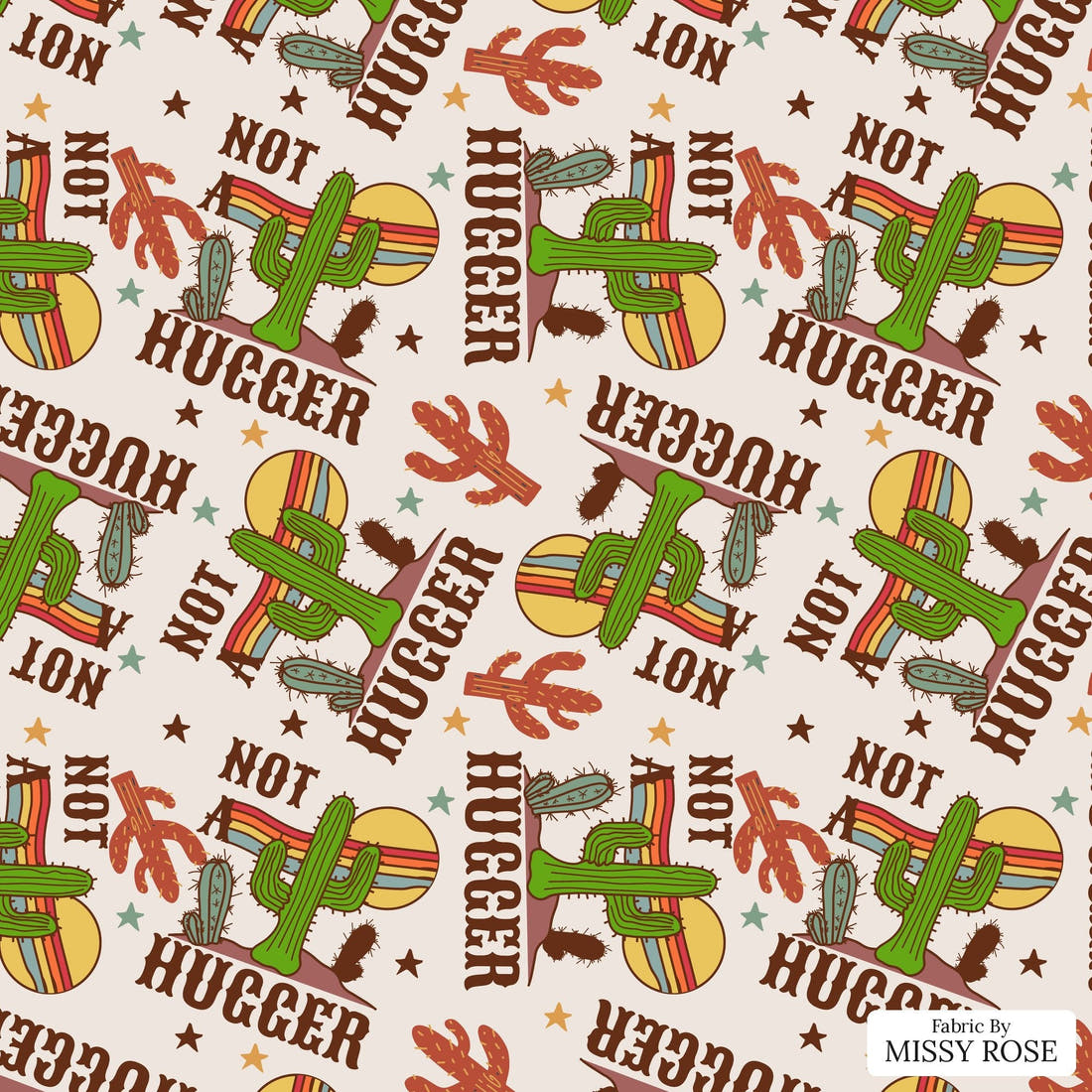 Design 510 Cactus Fabric - flat view of the print, zoom in for detail | Fabric by Missy Rose