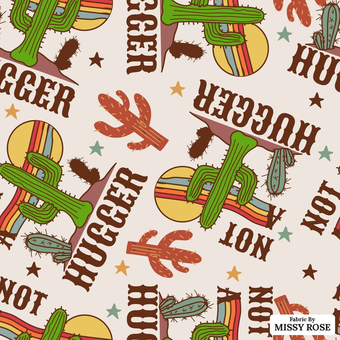 Design 510 Cactus Fabric - flat view of the print, zoom in for detail | Fabric by Missy Rose