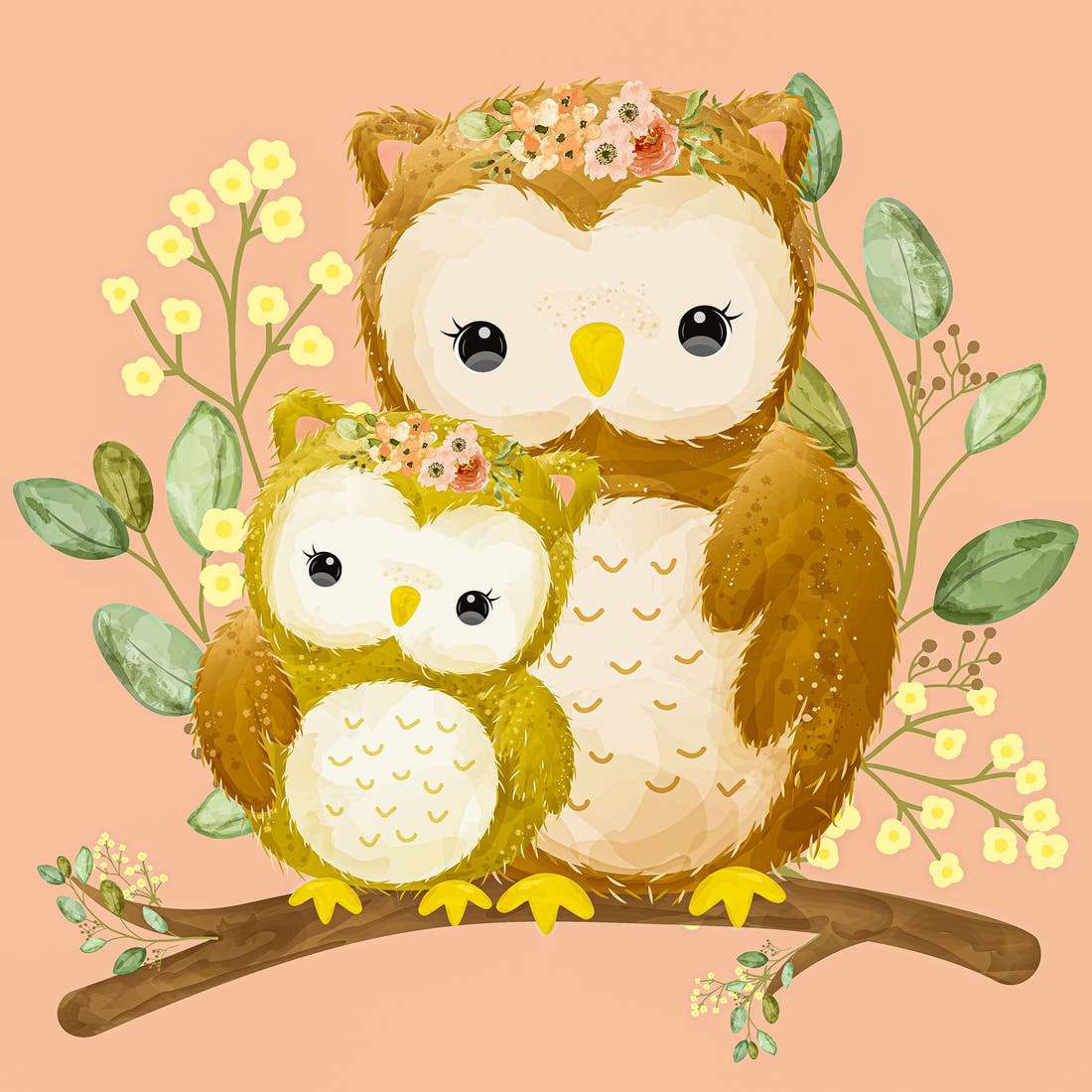 Design 512 Owl Panel – full artwork close-up of the printed picture | Fabric by Missy Rose