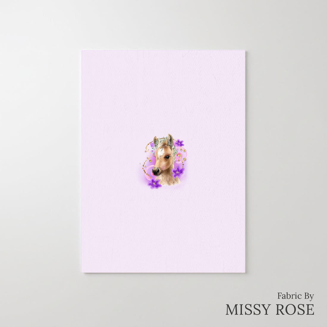 Design 513 Purple Horse Panel – printed fabric panel with centred picture, custom printed to order | Fabric by Missy Rose