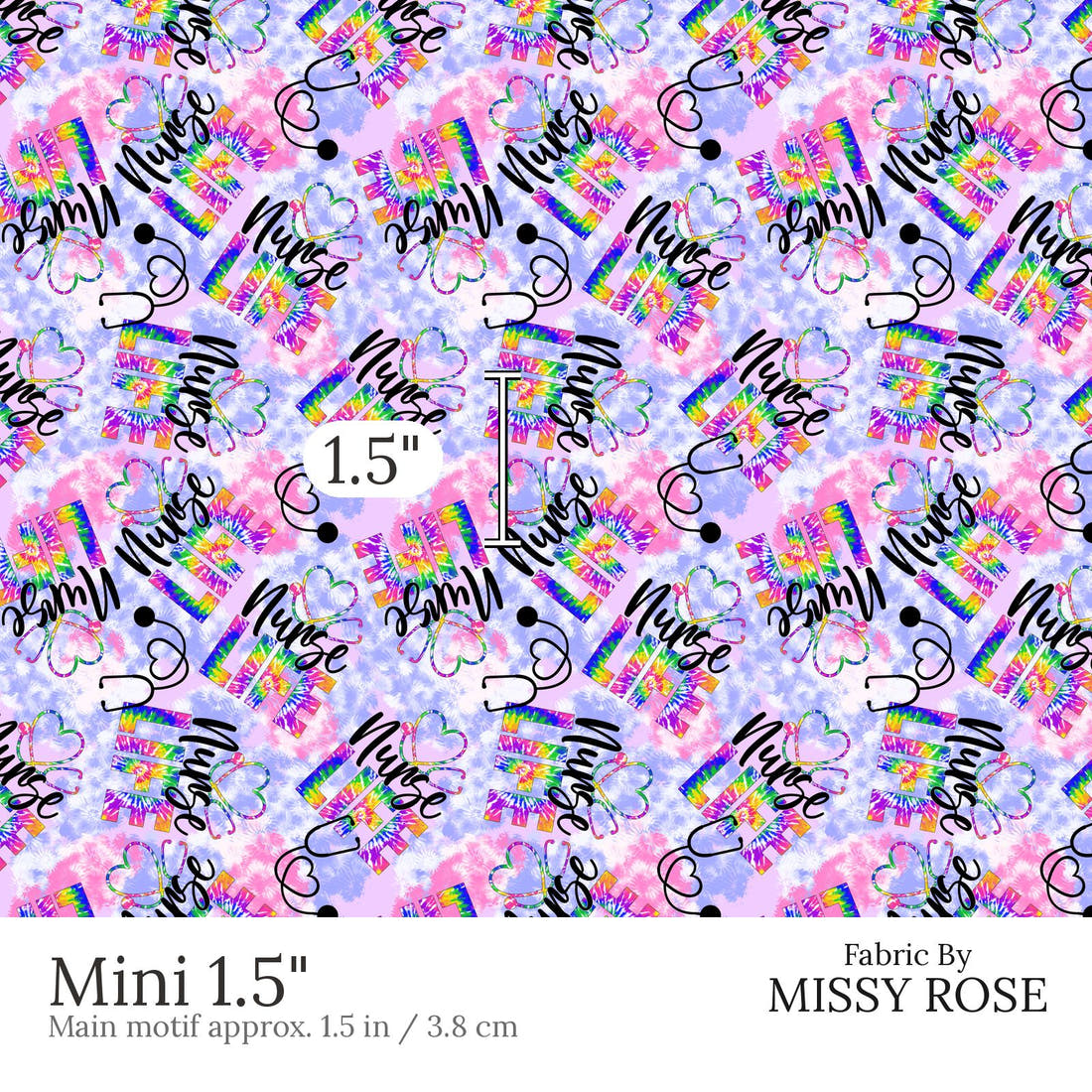 Design 515 Nurse Life Fabric Mini 1.5 inch print scale guide | Fabric by Missy Rose