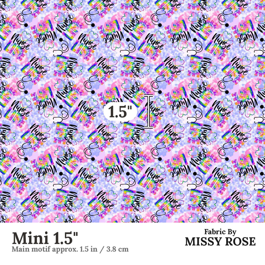 Design 515 Nurse Life Fabric Mini 1.5" - print scale | Fabric by Missy Rose