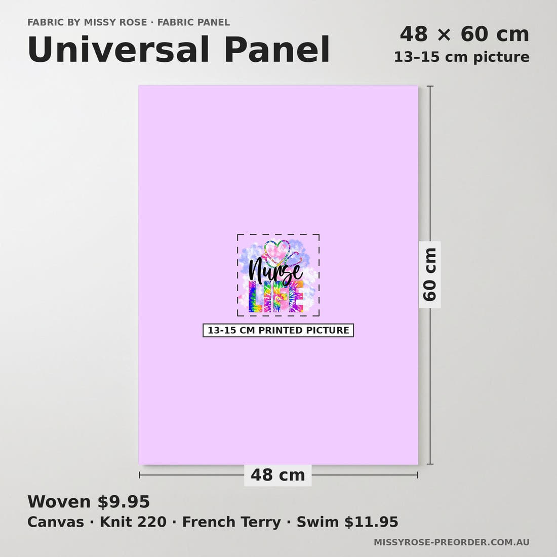 Design 515 Nurse Life Panel universal panel sizing – 13–15 cm printed picture on 48 × 60 cm fabric | Fabric by Missy Rose