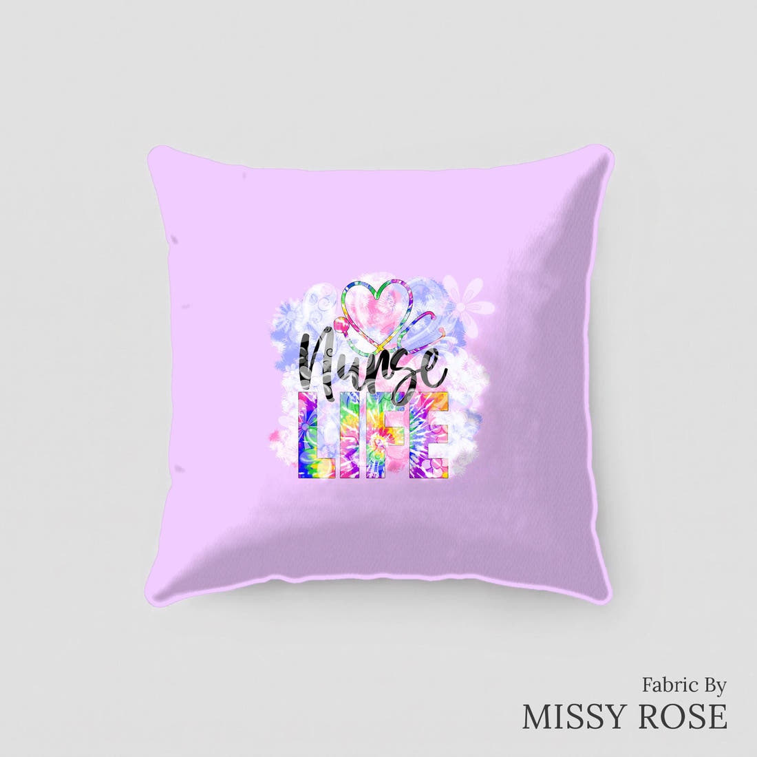 Design 515 Nurse Life Panel sewn into a cushion – see how the panel looks made up | Fabric by Missy Rose