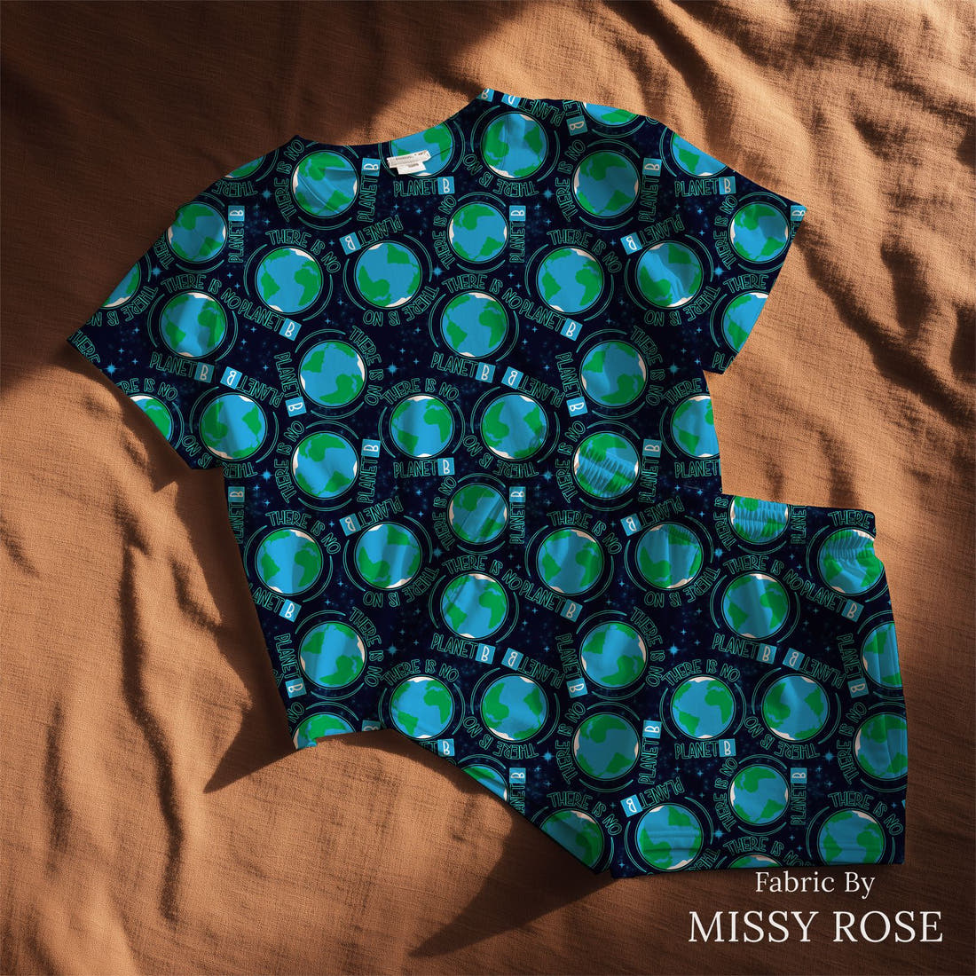 Design 516 Planet B Fabric sewn into a lounge set – see how the print looks made up | Fabric by Missy Rose
