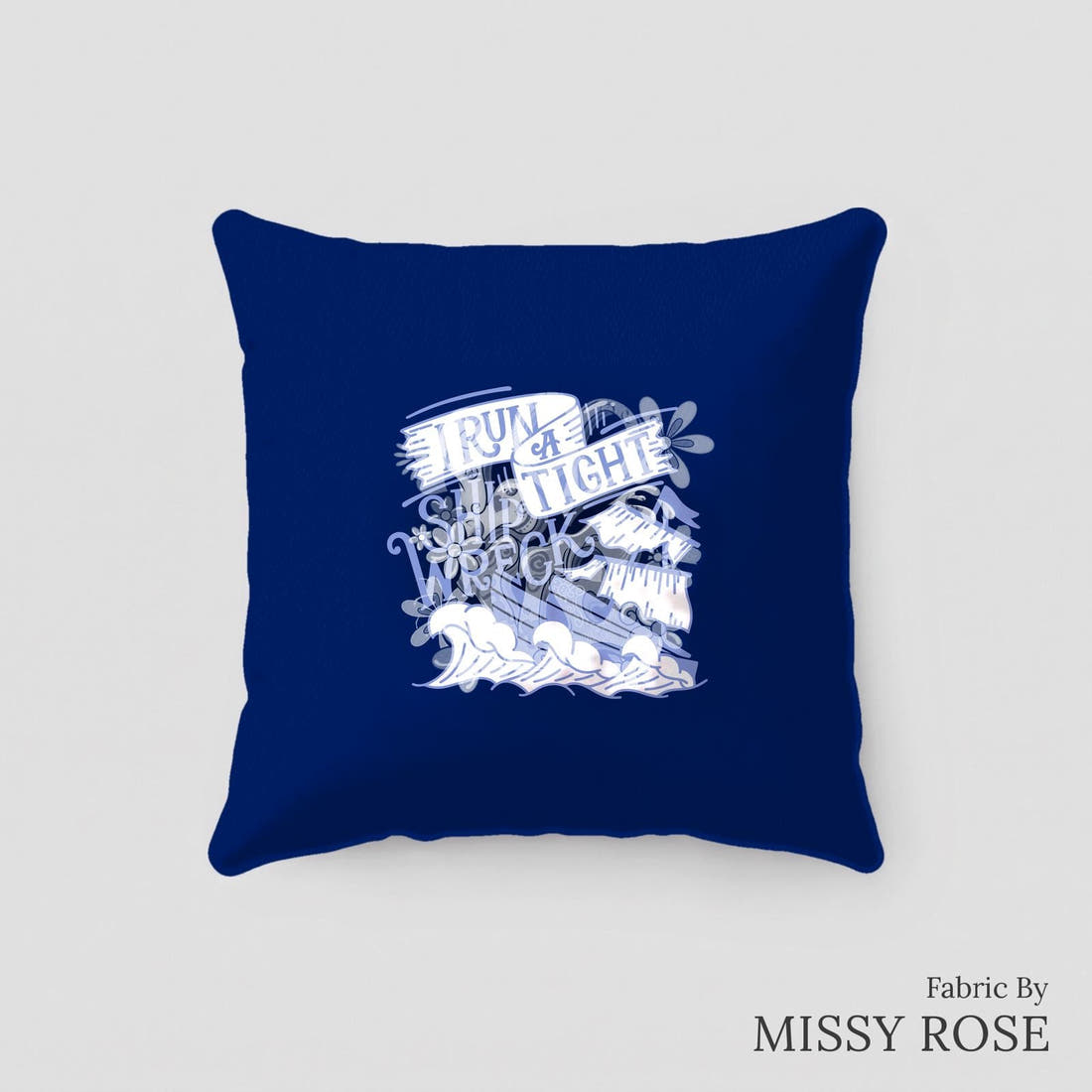 Design 519 Shipwreck Panel sewn into a cushion – see how the panel looks made up | Fabric by Missy Rose