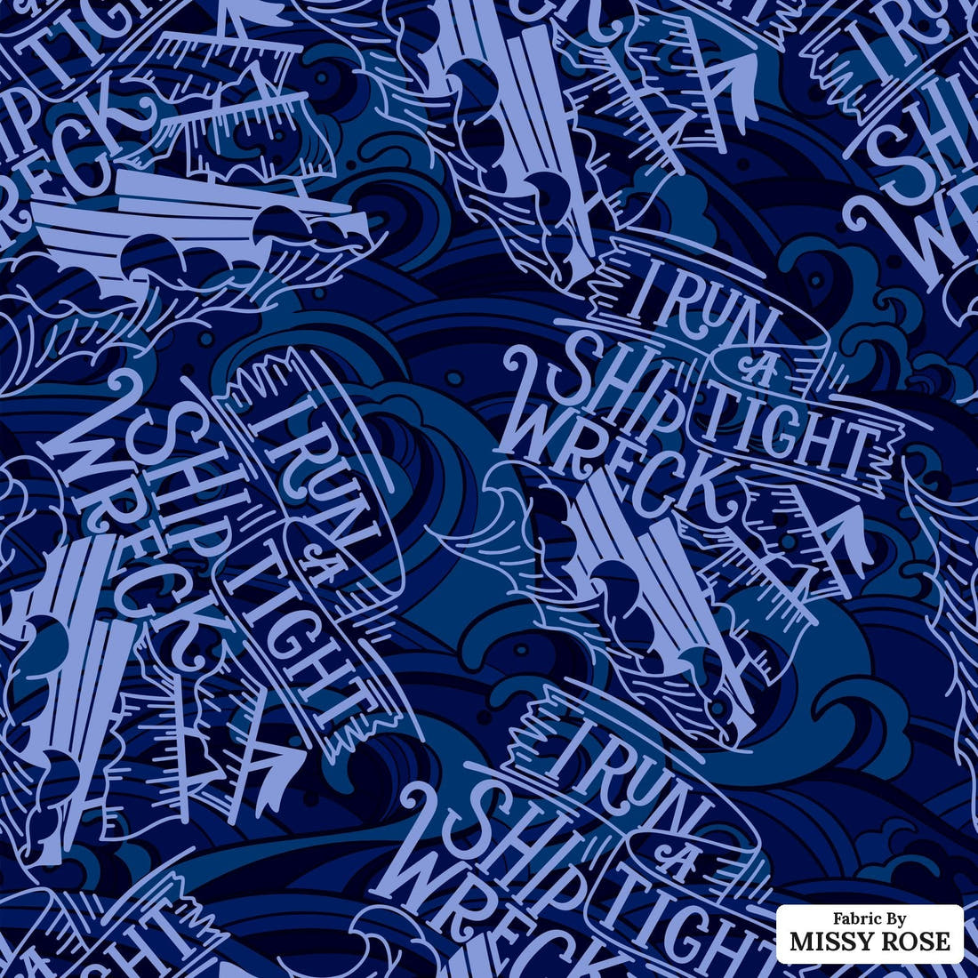 Design 519 Shipwreck Fabric - flat view of the print, zoom in for detail | Fabric by Missy Rose