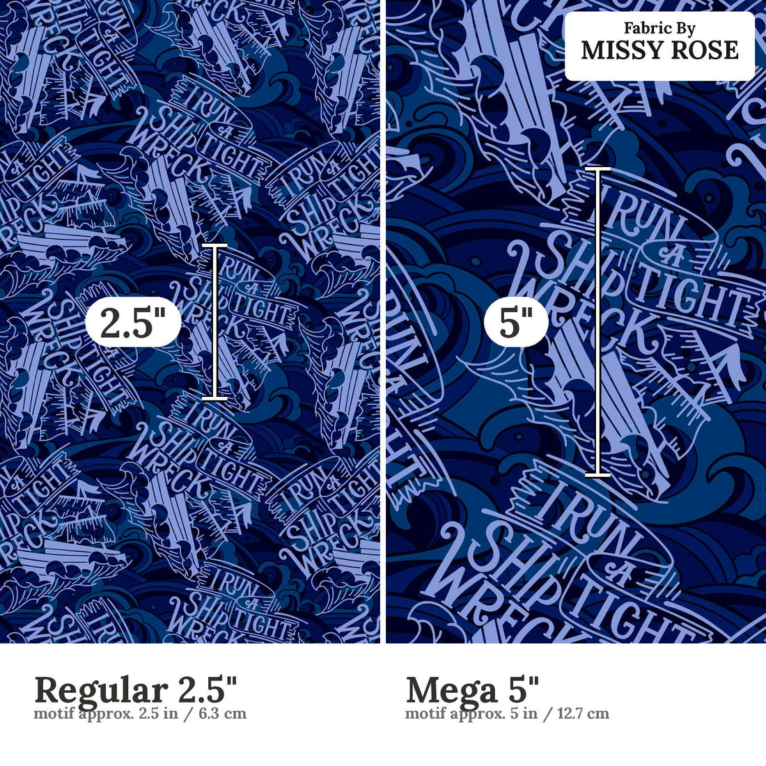 Design 519 Shipwreck Fabric size comparison - print scale | Fabric by Missy Rose