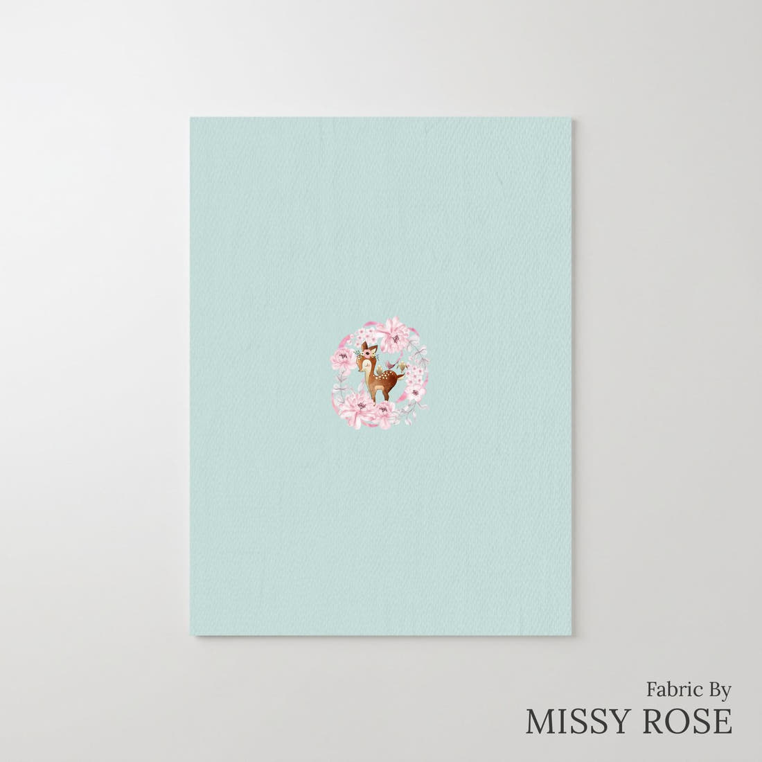 Design 52 Floral Deer Panel – printed fabric panel with centred picture, custom printed to order | Fabric by Missy Rose
