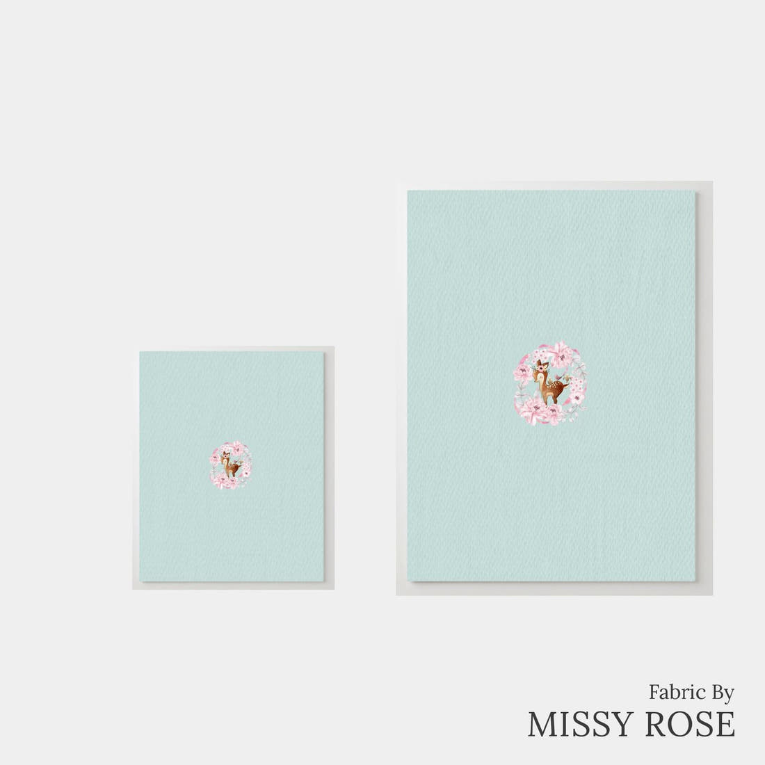 Design 52 Floral Deer Panel – universal and adult panel sizes side by side | Fabric by Missy Rose