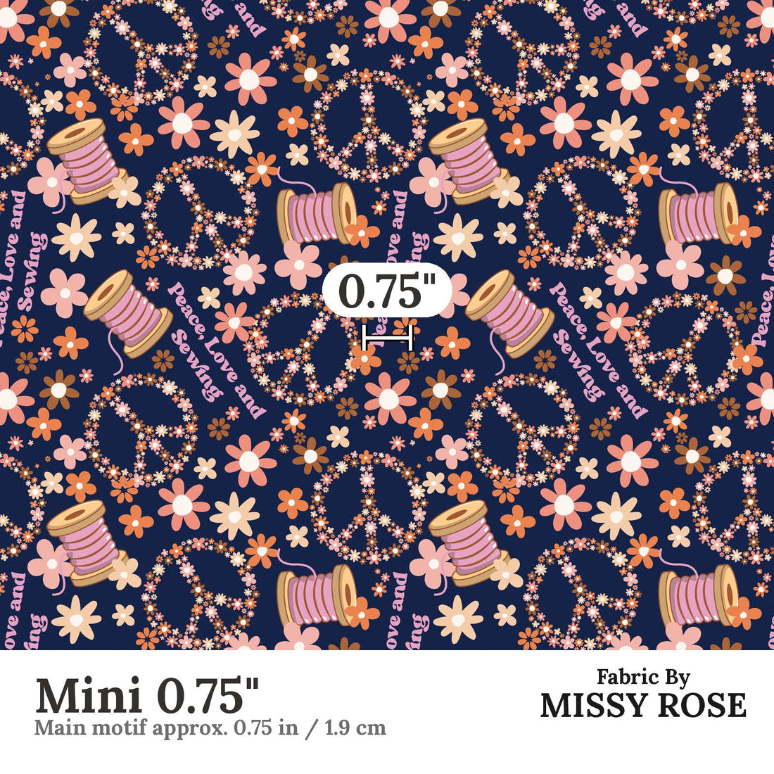 Design 520 Retro Sewing Fabric Mini 0.75" - print scale | Fabric by Missy Rose