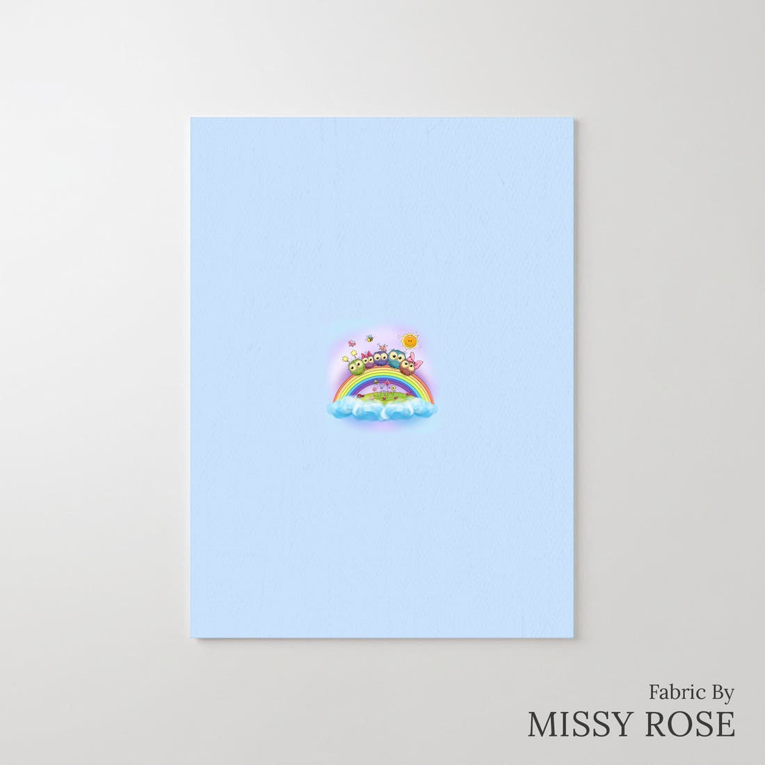 Design 521 Rainbow Owls Panel – printed fabric panel with centred picture, custom printed to order | Fabric by Missy Rose