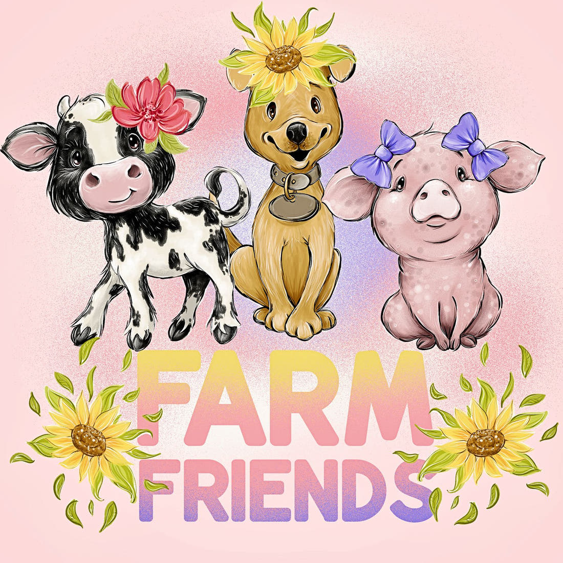 Design 522 Pink Farm Panel – full artwork close-up of the printed picture | Fabric by Missy Rose
