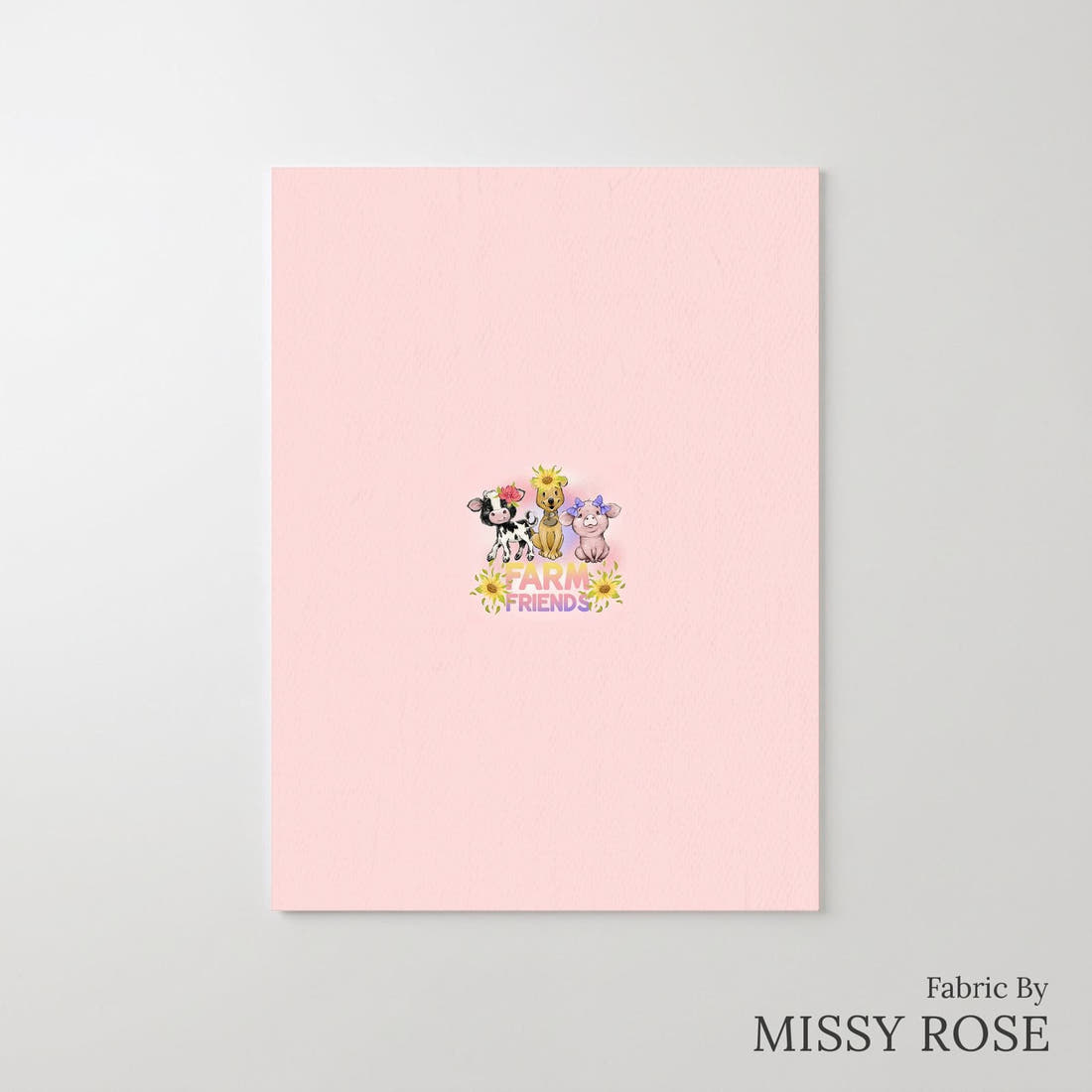 Design 522 Pink Farm Panel – printed fabric panel with centred picture, custom printed to order | Fabric by Missy Rose