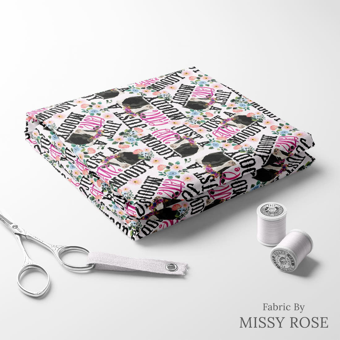 Design 526 Moody Fabric folded fabric stack with matching thread – pre-order fabric Australia | Fabric by Missy Rose