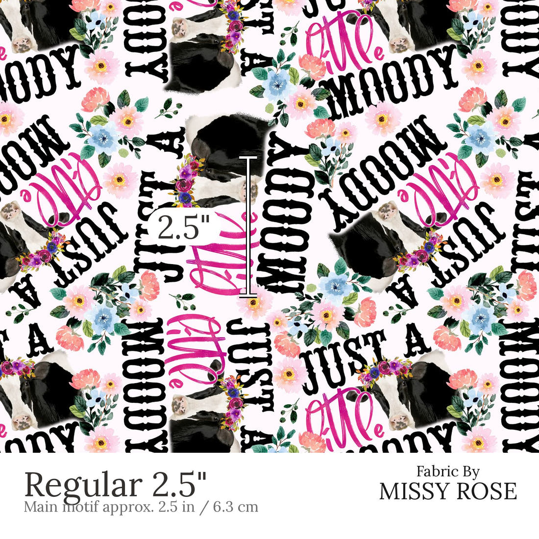Design 526 Moody Fabric Regular 2.5 inch print scale guide | Fabric by Missy Rose
