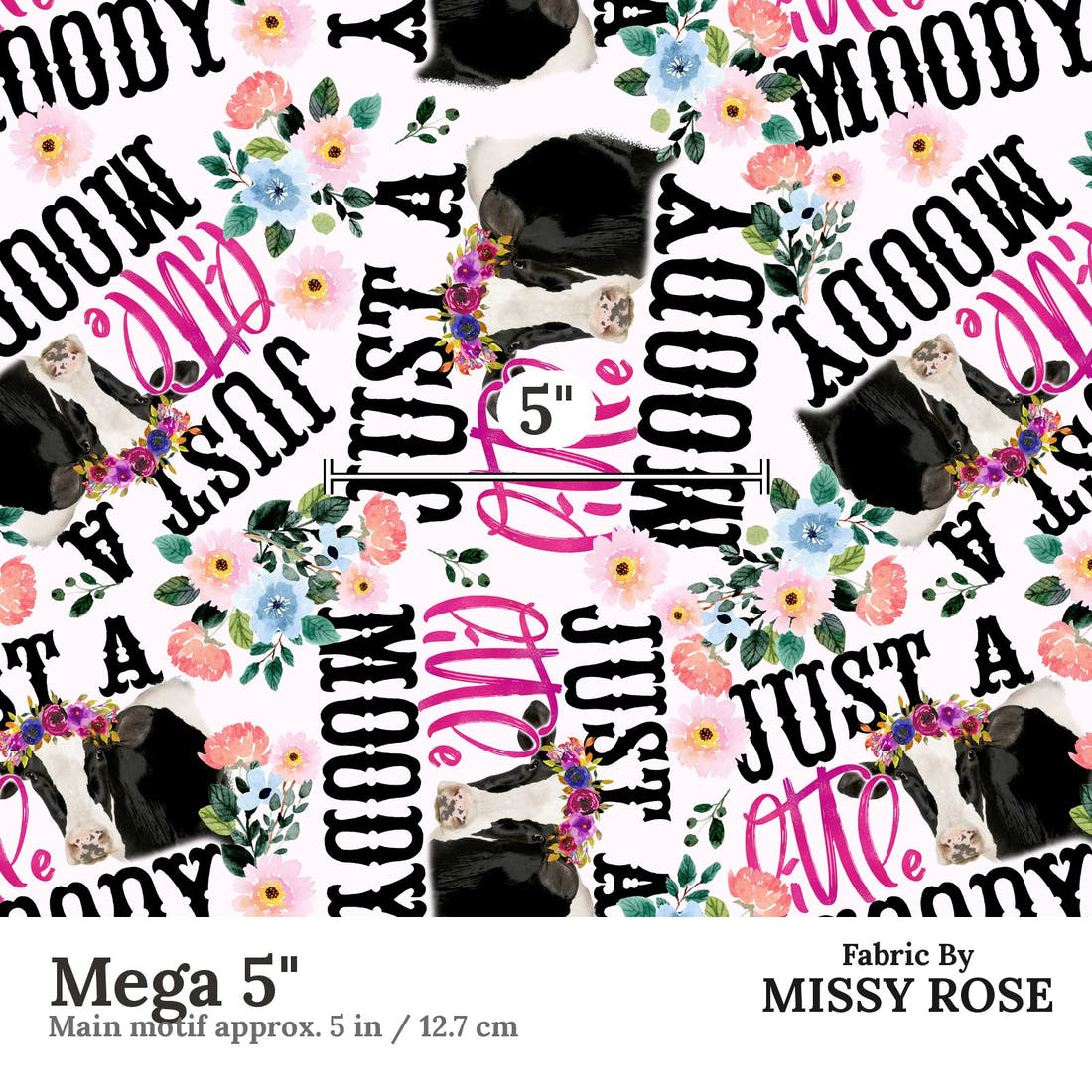 Design 526 Moody Fabric Mega 5" - print scale | Fabric by Missy Rose