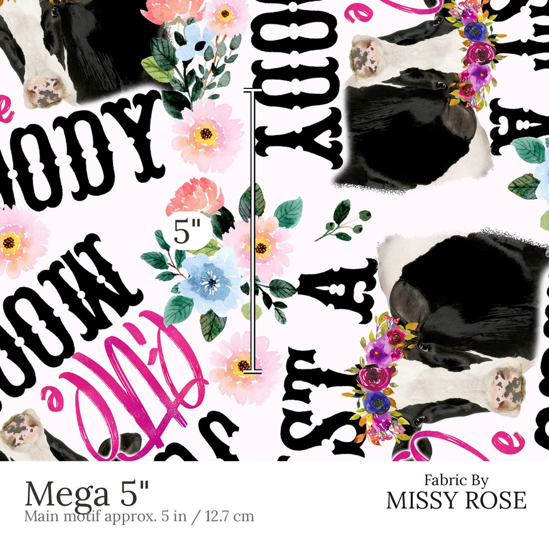 Design 526 Moody Fabric Mega 5 inch print scale guide | Fabric by Missy Rose