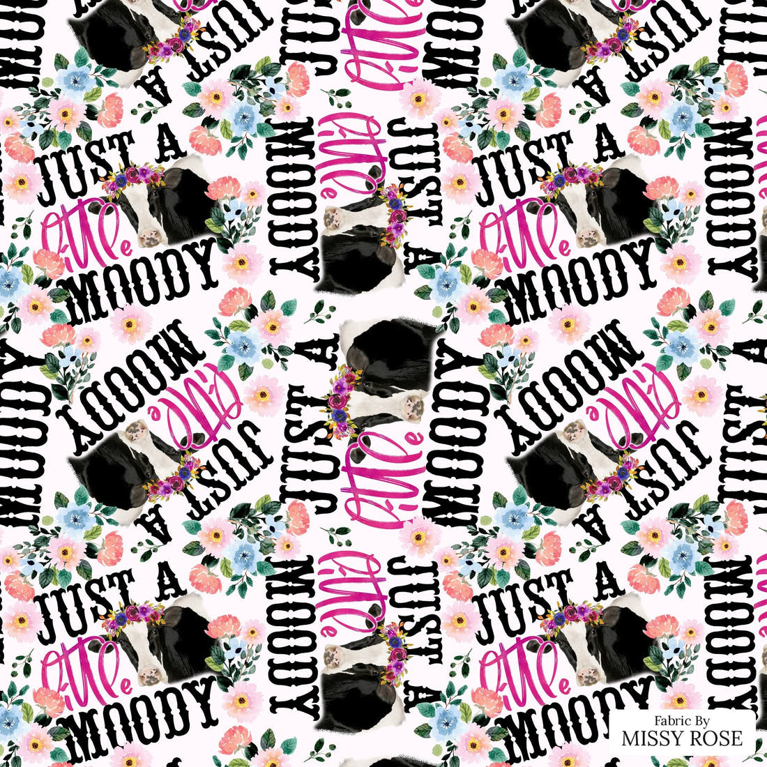 Design 526 Moody Fabric - flat view of the print, zoom in for detail | Fabric by Missy Rose