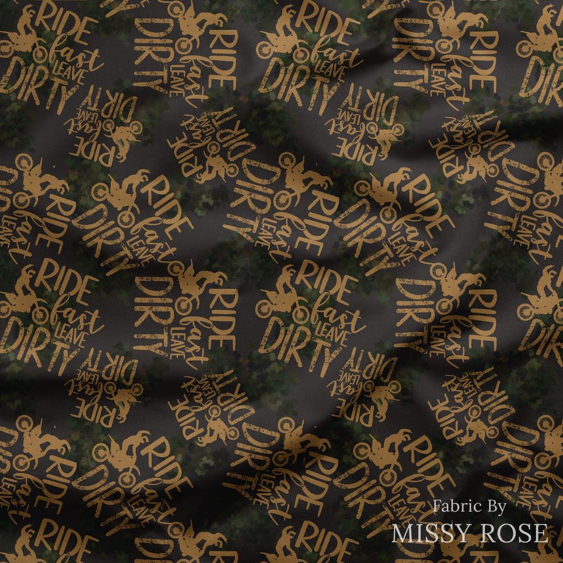 Design 527 Motocross Fabric draped fabric mockup – custom printed fabric by the metre | Fabric by Missy Rose