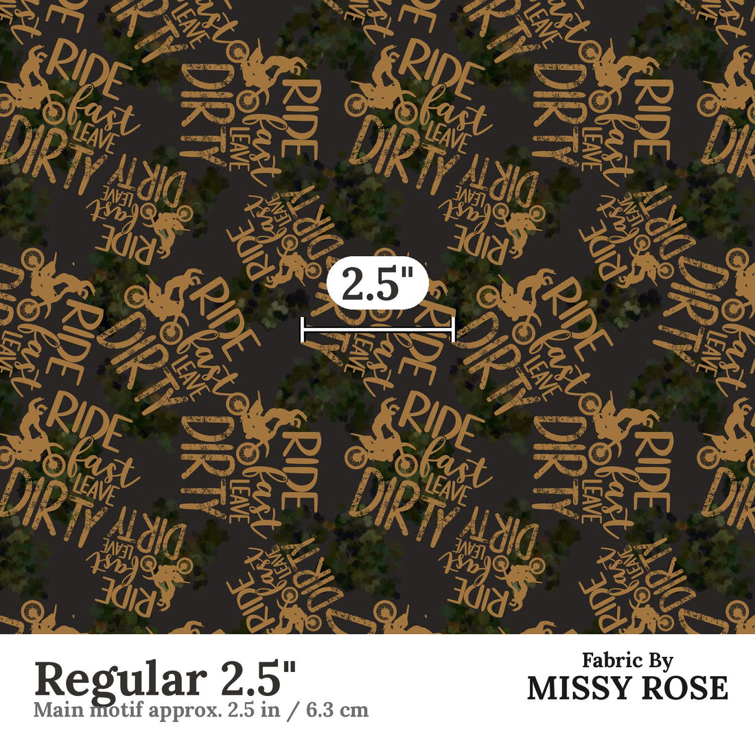 Design 527 Motocross Fabric Regular 2.5" - print scale | Fabric by Missy Rose