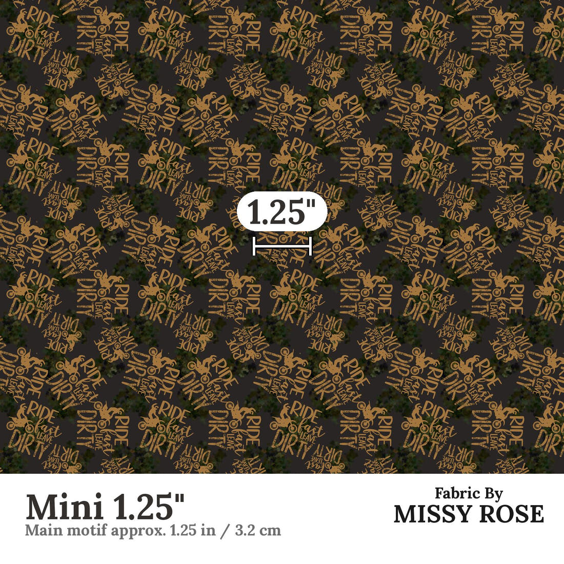 Design 527 Motocross Fabric Mini 1.25" - print scale | Fabric by Missy Rose