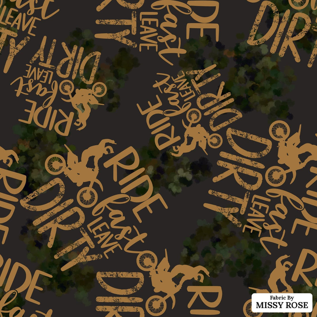 Design 527 Motocross Fabric - flat view of the print, zoom in for detail | Fabric by Missy Rose