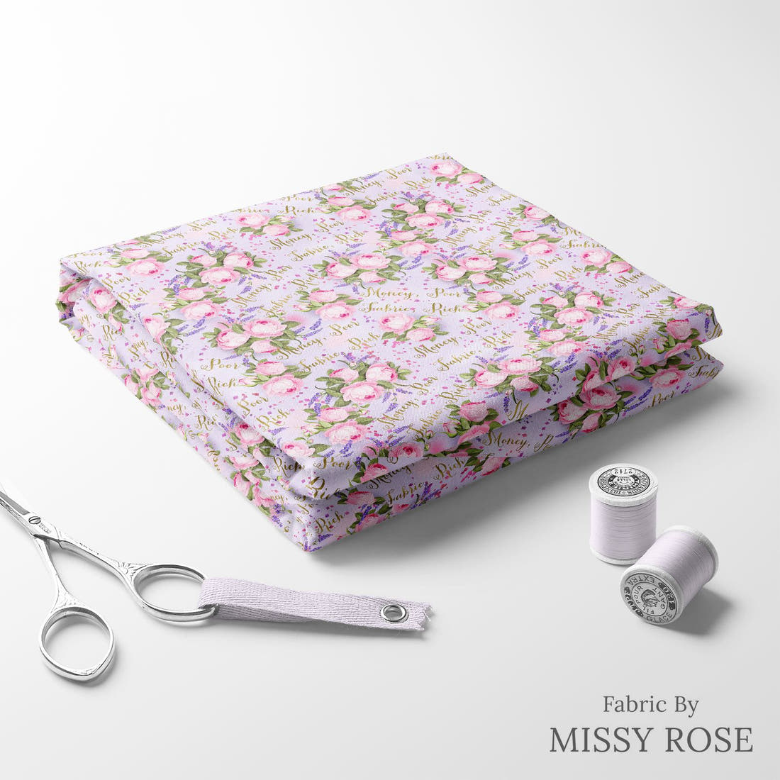 Design 528 Fabric Rich Fabric folded fabric stack with matching thread – pre-order fabric Australia | Fabric by Missy Rose
