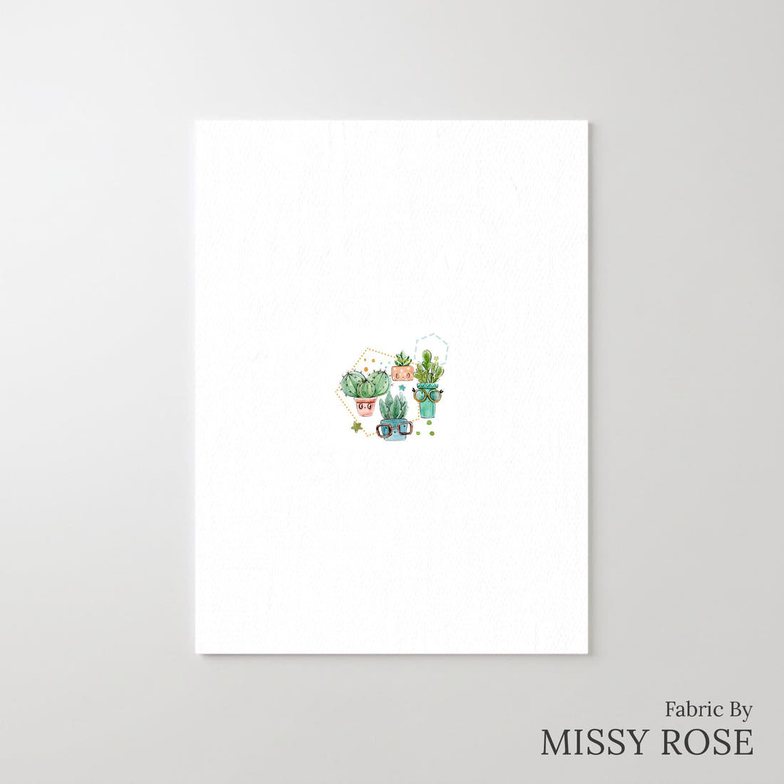 Design 529 White Cactus Panel – printed fabric panel with centred picture, custom printed to order | Fabric by Missy Rose