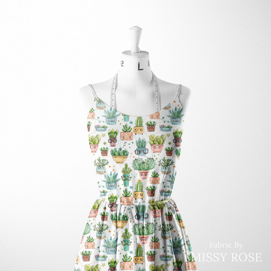 Design 529 White Cactus Fabric sewn into a women's dress – see how the print looks made up | Fabric by Missy Rose