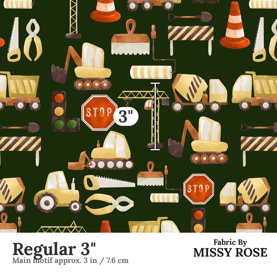 Design 53 Building Fabric Regular 3" - print scale | Fabric by Missy Rose
