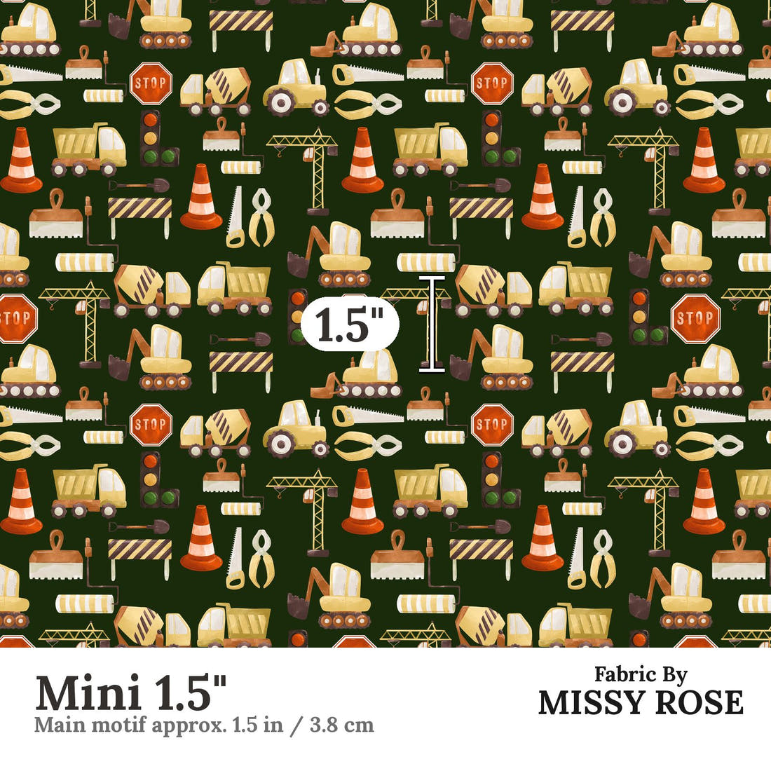Design 53 Building Fabric Mini 1.5" - print scale | Fabric by Missy Rose