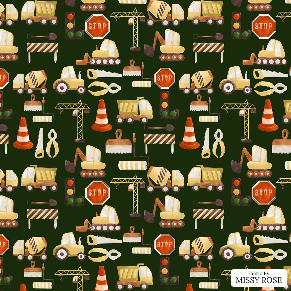 Design 53 Building Fabric - flat view of the print, zoom in for detail | Fabric by Missy Rose