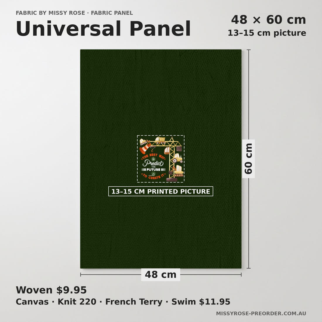 Design 53 Building Panel universal panel sizing – 13–15 cm printed picture on 48 × 60 cm fabric | Fabric by Missy Rose