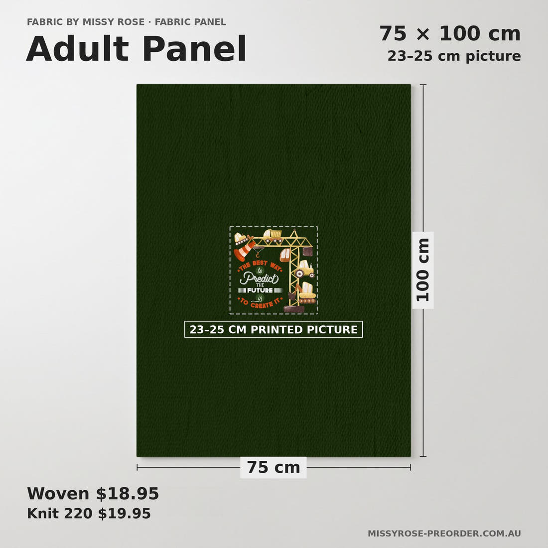Design 53 Building Panel adult panel sizing – 23–25 cm printed picture on 75 × 100 cm fabric | Fabric by Missy Rose