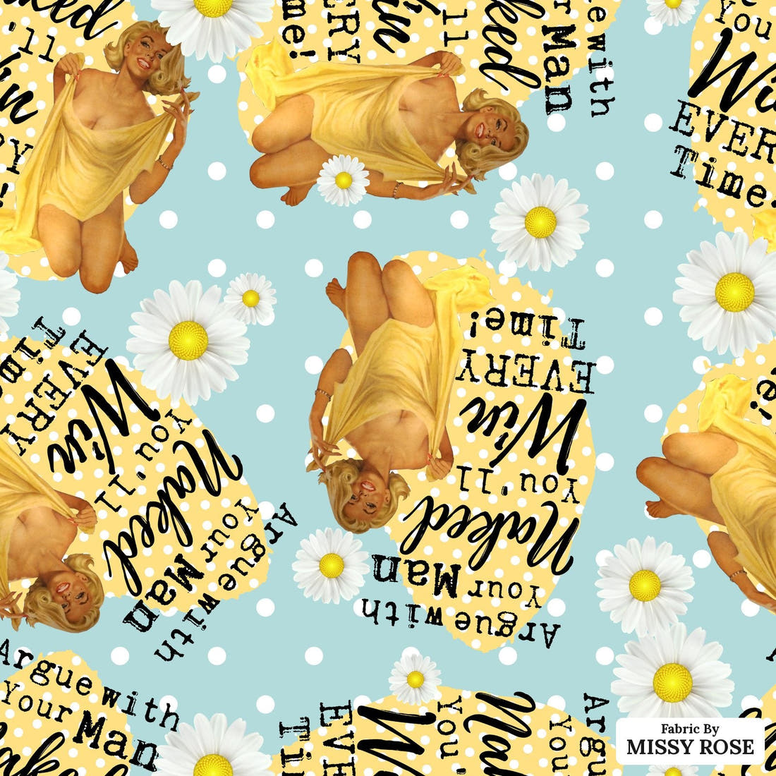 Design 530 Retro Housewife Fabric - flat view of the print, zoom in for detail | Fabric by Missy Rose