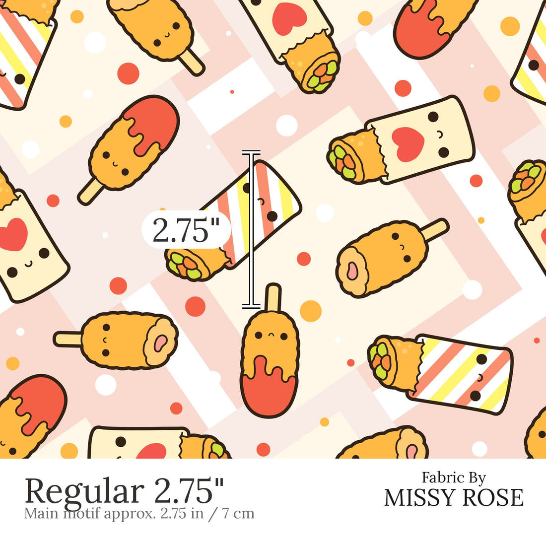 Design 532 Australian Foods Fabric Regular 2.75 inch print scale guide | Fabric by Missy Rose