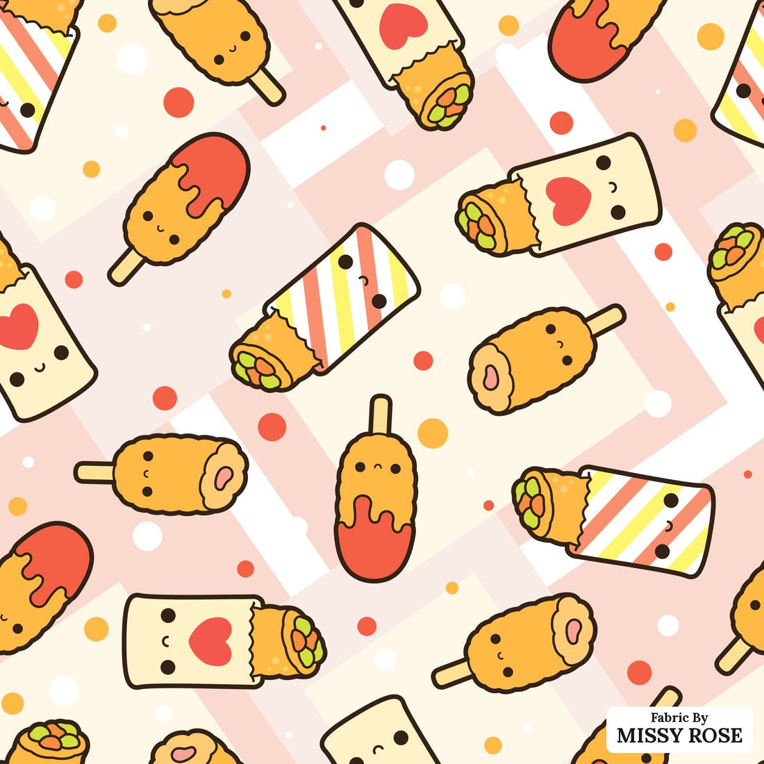 Design 532 Australian Foods Fabric - flat view of the print, zoom in for detail | Fabric by Missy Rose