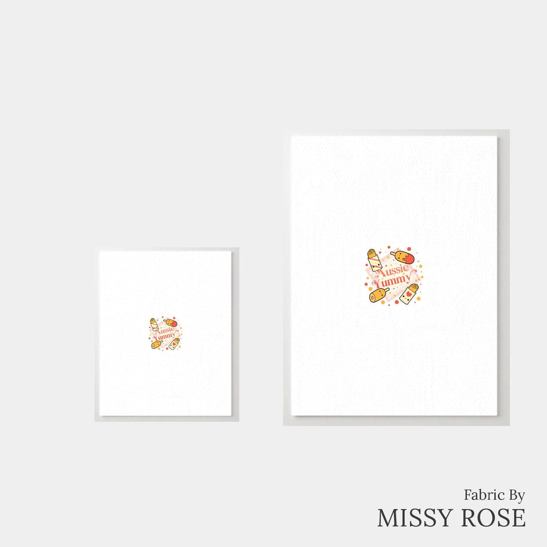 Design 532 Australian Foods Panel – universal and adult panel sizes side by side | Fabric by Missy Rose