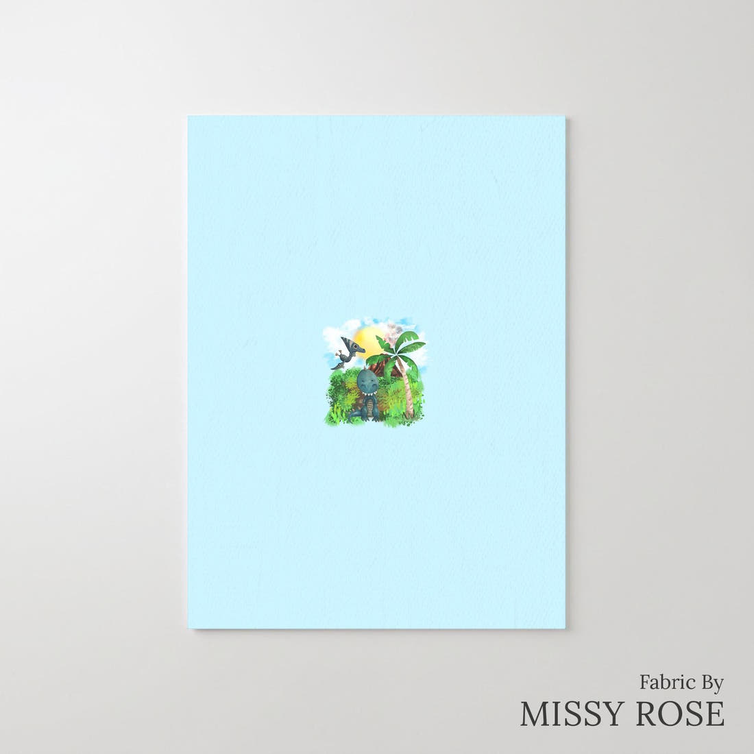 Design 534 Dinosaur Island Panel – printed fabric panel with centred picture, custom printed to order | Fabric by Missy Rose