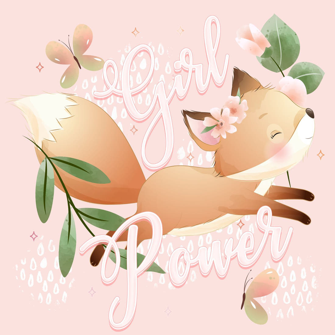 Design 535 Pink Fox Panel – full artwork close-up of the printed picture | Fabric by Missy Rose