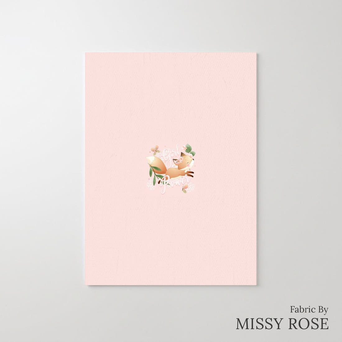 Design 535 Pink Fox Panel – printed fabric panel with centred picture, custom printed to order | Fabric by Missy Rose