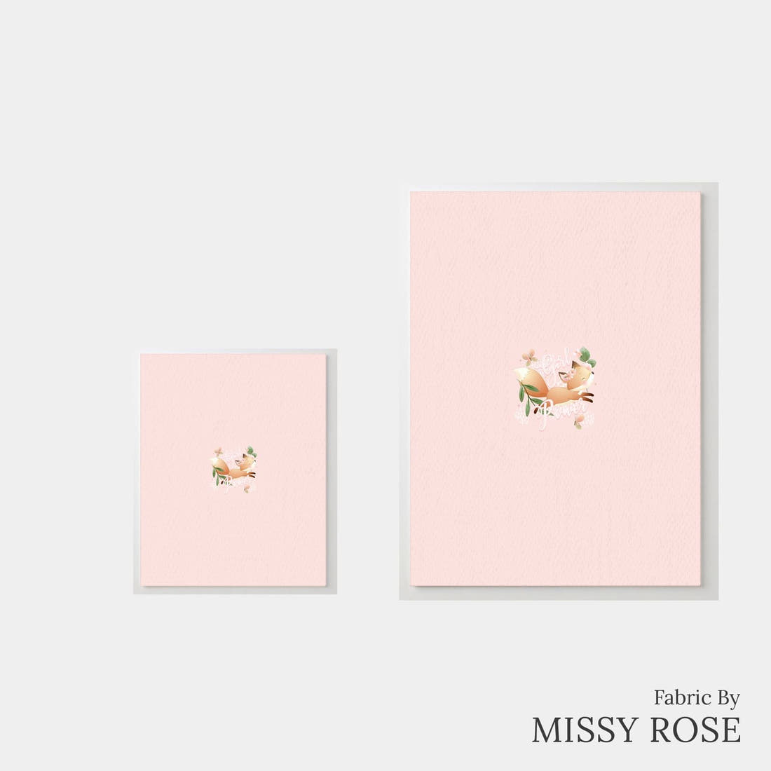 Design 535 Pink Fox Panel – universal and adult panel sizes side by side | Fabric by Missy Rose