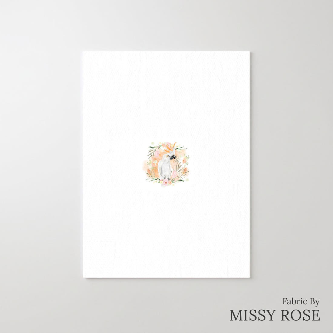 Design 536 Cockatoo Panel – printed fabric panel with centred picture, custom printed to order | Fabric by Missy Rose