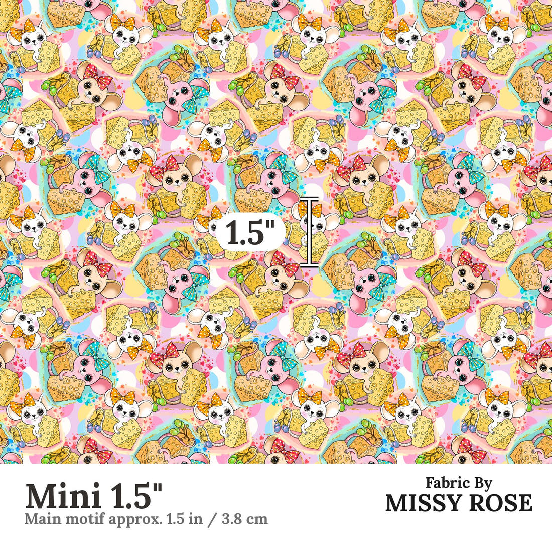 Design 537 Mouse Fabric Mini 1.5" - print scale | Fabric by Missy Rose