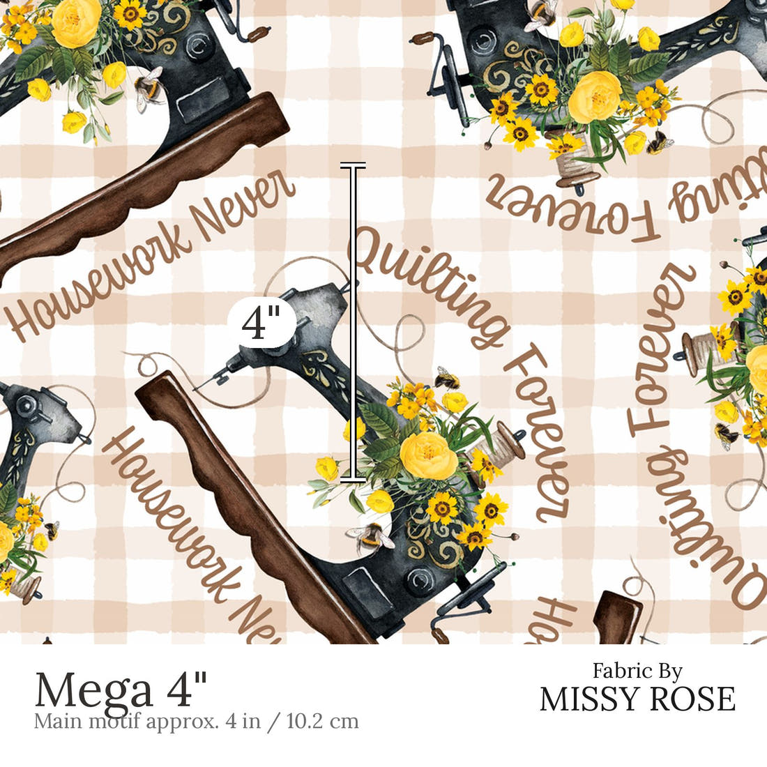 Design 538 Quilting Fabric Mega 4 inch print scale guide | Fabric by Missy Rose