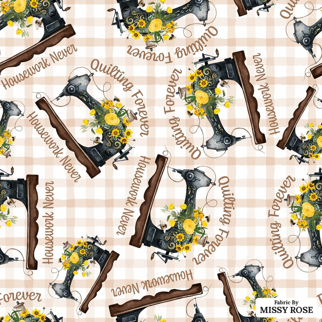 Design 538 Quilting Fabric - flat view of the print, zoom in for detail | Fabric by Missy Rose