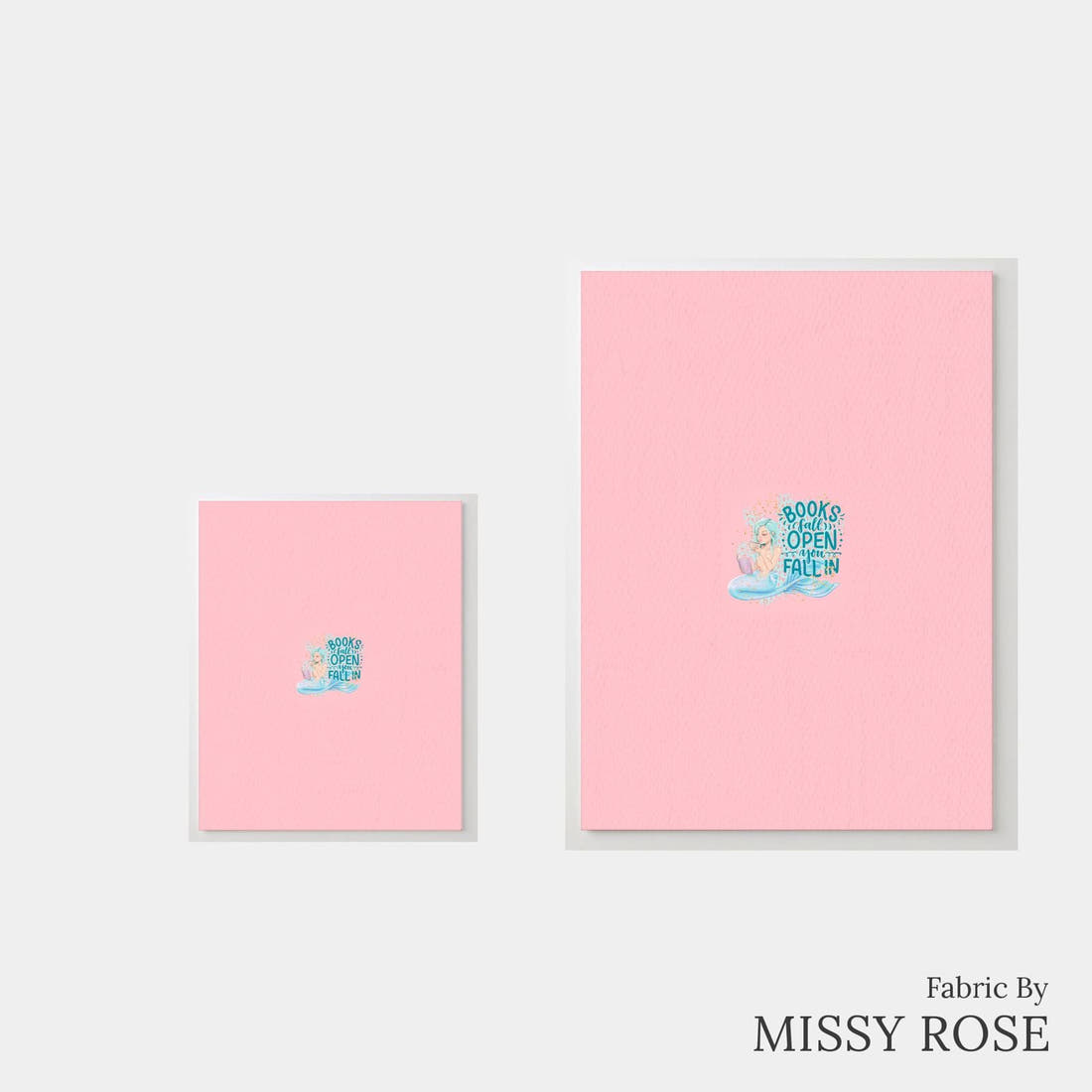 Design 539 Reading Mermaid Panel – universal and adult panel sizes side by side | Fabric by Missy Rose
