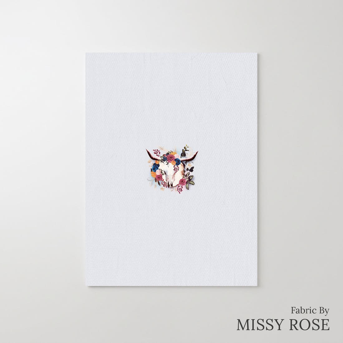 Design 54 Boho Cowskull Panel – printed fabric panel with centred picture, custom printed to order | Fabric by Missy Rose