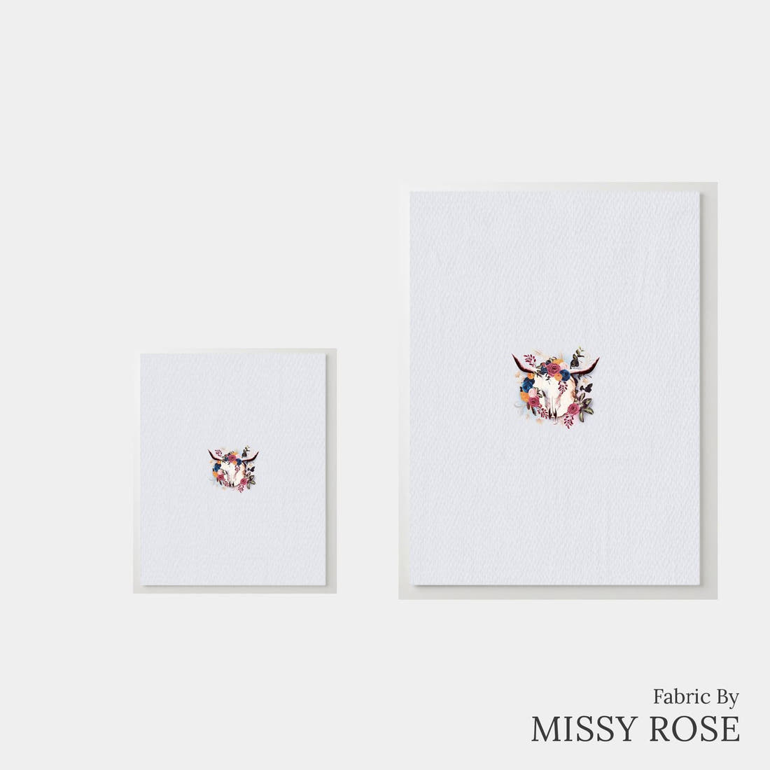 Design 54 Boho Cowskull Panel – universal and adult panel sizes side by side | Fabric by Missy Rose